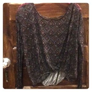Free People Long Sleeve Backless Blouse NWOT